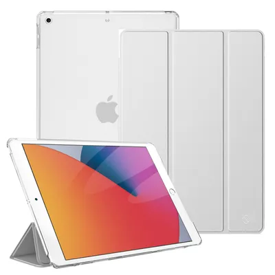 Produktbild von Fintie Hülle für iPad 10.2 Zoll (9. / 8. / 7. Generation, Modell 2021/2020/ 2019) - Ultradünn Schutzhülle mit transparenter Rückseite Abdeckung Cover mit Auto Schlaf/Wach, Silber