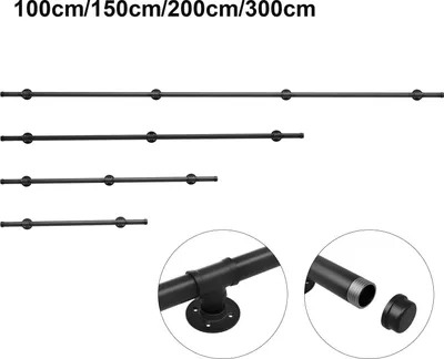 Produktbild von Hebitod Handlauf, Geländer 150cm,Wandhalter,Treppengeländer mit  Pfosten Brüstung Wandhalter Geländer und Handläufe