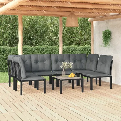 Image de Durable Ensemble de meubles de jardin Balcon Ensemble de 7 pièces salon de jardin noir et gris Poly rotin - Ensemble de meubles de jardin Octo2929523 4parcel