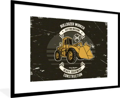 Produktbild von MuchoWow® MuchoWow® Gerahmtes Poster Bulldozer - Vintage - Angebot 90x60 cm - Poster mit zchwarzem Bilderrahmen - Wanddekoration - Fotos