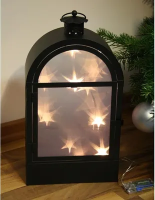 Produktbild von Metall-Laterne Halbrund 3D Holografie Effekt 15er LED warmweiß 13998