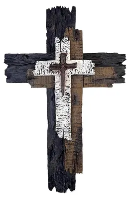 Holz-Wandkreuz Jesus, 32x20 cm, rustikales Wanddekor