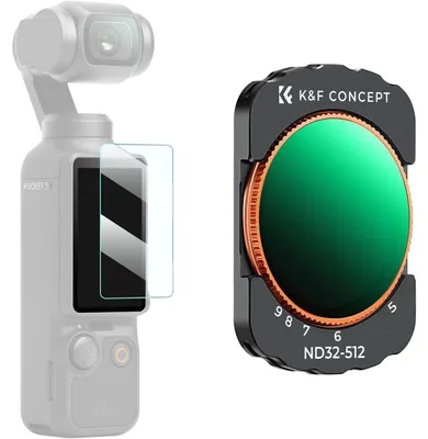 Productafbeelding van Variabele ND-filter, ND32-ND512, geschikt voor DJI Osmo Pocket 3, met een bereik van 5 tot 9 belichtingsstops, magnetisch, met aluminium frame
