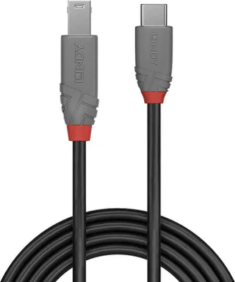Produktbild von Lindy 36665, 0,5 m, USB C, USB B, USB 3.2 Gen 1 (3.1 Gen 1), Schwarz