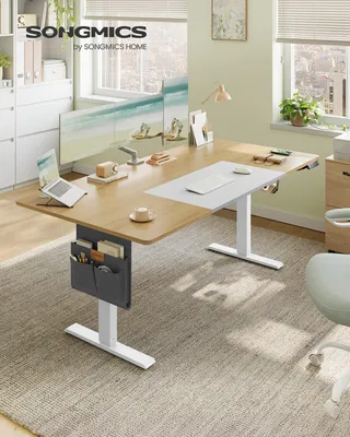 Produktbild von SONGMICS Höhenverstellbarer Schreibtisch elektrisch, USB-C-Anschluss, 180 cm, stufenlos verstellbar, Memory-Funktion mit 4 Höhen, KI-generiertes Bild