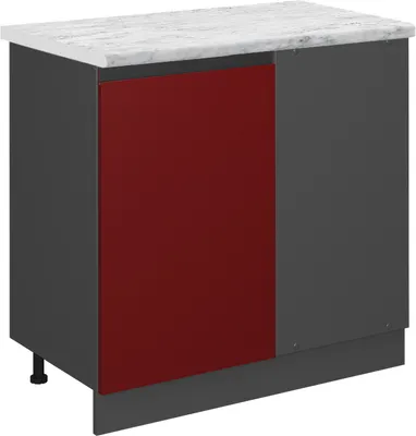 Zdjęcie produktu dla Szafka narożna Vicco R-Line Czerwony 86 cm  J-Shape BR Marmur, Model 46139