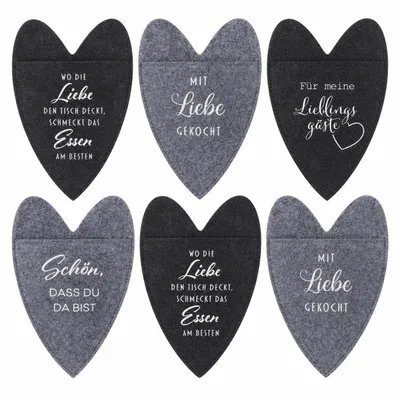 Produktbild von 6 x Bestecktasche aus Filz für Ihren Tisch 23 x 15 cm - Besteckunterlage - Besteckbeutel - Besteckhalter