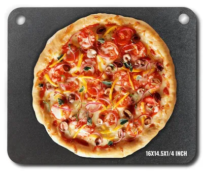 Image de Plaque en acier pour pizza, de 16 pouces, pour four et barbecue