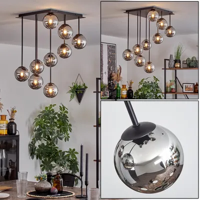 Produktbild von Isorella Deckenlampe aus Metall/Glas in Schwarz/Chromfarben/Rauchfarben