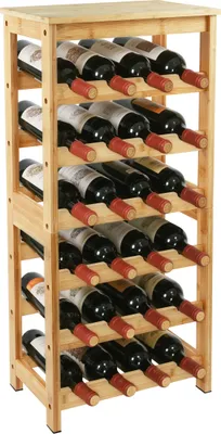 Produktbild von Relaxdays Weinregal, 24 Flaschen, Bambus, HxBxT: 82 x 36 x 24 cm, Weinhalter für Rot- & Weißwein, Flaschenregal, natur