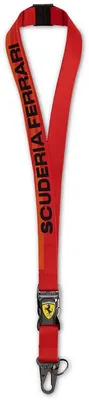 Produktbild von Scuderia Ferrari Lanyard 2026, Offizieller Fanartikel, Rotes Schlüsselband mit SCUDERIA FERRARI-Schriftzug und Ferrari-Wappen, Karabinerhaken