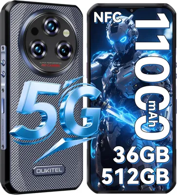 Produktbild von OUKITEL WP35 Pro Outdoor Smartphone 5G 36GB+512GB Android 14 Outdoor Handy Ohne Vertrag Nachtsicht ,11000mAh 6,6” FHD+ IP68 GPS NFC, Grau