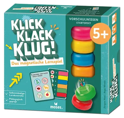 Immagine prodotto di Moses. klick Klack Klug! – Il gioco educativo magnetico per la scuola materna, set di avvio con torre magnetica, gioco approvato dal punto di vista pedagogico, per bambini dai 5 anni in su