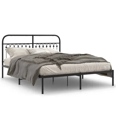 Obrázok produktu pre vidaXL Posteľný rošt s čelom kovový čierny 150x200 cm