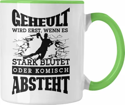 Produktbild von Trendation - Lustige Tasse Handball-Spieler als Geschenkidee Spruch Geschenk Handballspieler Trainer Coach (Grün)