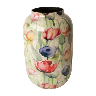 Image de WinQ-Vase en métal Grace 39 cm avec design tulipe - Décoration élégante pour fleurs artificielles et séchées, multicolore