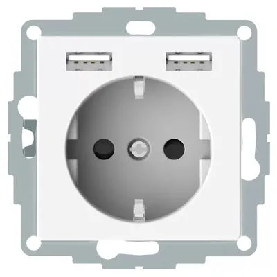 Produktbild von Elso Steckdose m.USB 16A/250V ELG365344 Joy reinweiß