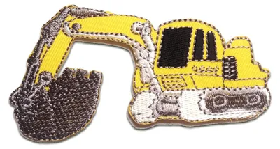Produktbild von Bagger Auto Kinder - Aufnäher, Bügelbild, Aufbügler, Applikationen, Patches, Flicken, Zum Aufbügeln, Größe: 9.7 x 5.2 cm
