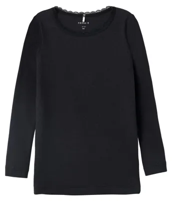 Immagine prodotto di NAME IT, maglietta a maniche corte "Noos" per bambine, modello Nmfkab Ls, colore nero, taglia 110