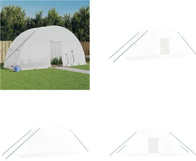 Produktbild von vidaXL Gewächshaus mit Stahlrahmen Weiß 12 m² 6x2x2,85 m - Gewächshaus - Gewächshäuser - Polytunnel - Begehbares Gewächshaus