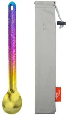 Imagen del producto de Cuchara con mango largo, ultraligera, de aleación de titanio, ideal para utensilios de camping y actividades al aire libre