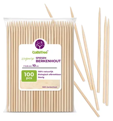 Cocktailspieße Holz 10 cm, 100 Stück, Birkenholz, für Häppchen