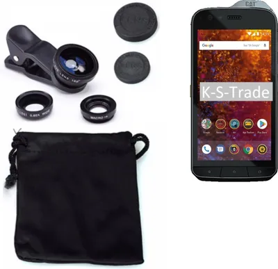 Produktbild von K-S-Trade Smartphone Kamera Linsen Set Kompatibel mit Caterpillar Cat S61 3in1 Clip-On Kamera Adapter Macro Weitwinkel FishEye Fischauge Objektiv