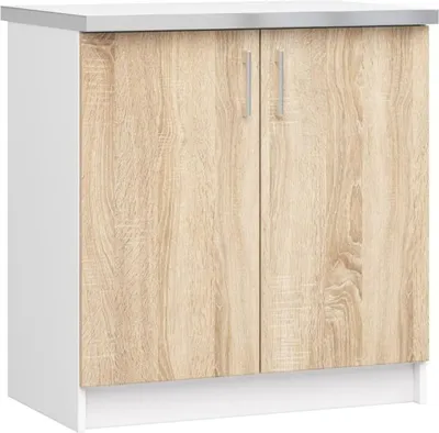 Produktbild von BDW Küchenschrank, Schrank Küche Arbeitsplatte, Schrank 80, Weiss / Eiche Sonoma