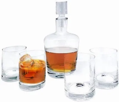 Immagine prodotto di Set da whisky in vetro con 4 bicchierini dosatori