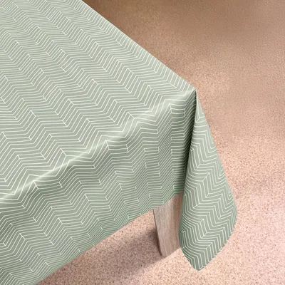 Produktbild von Wachstuchtischdecke 140x220 cm - Grüne Fischgrätmuster - Wachstischdecke mit wasserabweisender und lebensmittelecht PVC-Beschichtung - Outdoor-Tischdecken für Garten und Küche - Tischdecke wetterfest