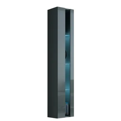 Immagine prodotto di Vetrina sospesa con illuminazione a LED blu ASHTON 2 - grigio / grigio lucido