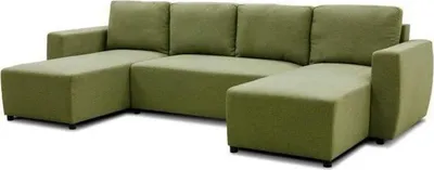 Produktbild von PHAREL 5/6-Sitzer-Panorama-Ecksofa – Olivenstoff – Aufbewahrungsbox – 297 x 155 x 85 cm