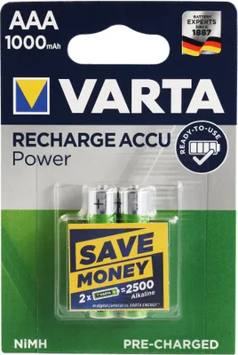 Produktbild von Varta Akku RECHARGE Power    AAA HR03 1000mAh           2St.