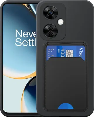 Produktbild von Geeignet für OnePlus Nord N20 Phone Case mit TPU Kartenhalter - Flexible Back Cover Case Silikon TPU mit Cardslot - Schwarz - Smartphonics