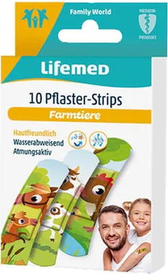 Obrázok produktu pre Lifemed 99553 Lifemed detské sádrové pásiky "Zvieratká na farme", balenie po 10 ks