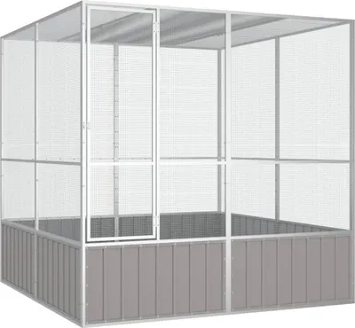 Image de Cage à oiseaux Gris 213,5x217,5x211,5 cm Acier galvanisé