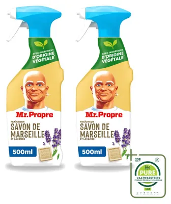 Produktbild von 2 x Mr. Proper Allesreiniger Spray - Marseille Seife und Lavendel - 500 ml - Großpackung - 2 Stücke