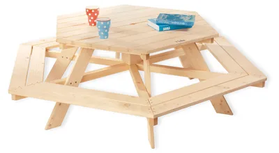 Produktbild von Pinolino Kindersitzgarnitur 'Nicki 6-Eck', natur Vollmassiv: Nadelholz, unbehandelt