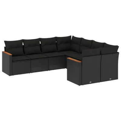 Produktbild von 8-tlg. Garten-Lounge-Set, modulares Outdoor-Sofa mit Stauraum, Poly Rattan Schwarz, UV-beständig, abnehmbare Kissenbezüge