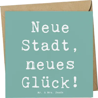 Produktbild von Mr. & Mrs. Panda Glückwunschkarte Spruch Umzug neue Stadt - Meeresbrise - Geschenk, neues Glück, doppelkarte, inspirierende Sprüche, anlasskarte, Zuhause, Grußkarte
