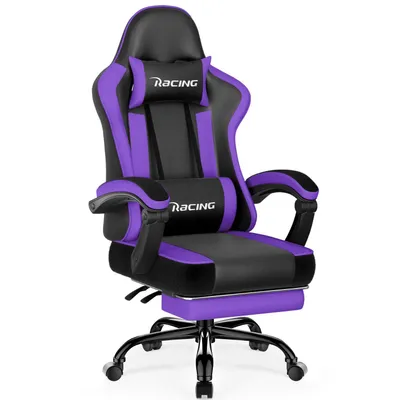 Produktbild von Portreen Gaming Stuhl,Bürostuhl Ergonomischer Gaming Sessel mit Lendenwirbelstütze Fußstütze, gepolstert,Kopfkissen Gaming Stuhl, 150kg Gaming Chair