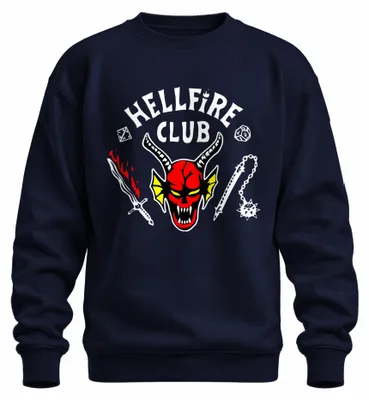 Produktbild von HELLFIRE CLUB Dämon Schädel Hörner D20 Flammenschwert Sweatshirt Pullover, Navy, XL