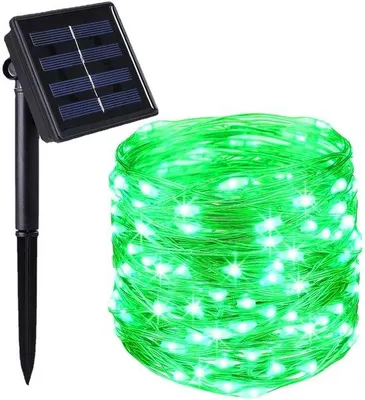 Produktbild von 32 Meter 300 LED Bäumen Beleuchtungssatz, inkl. Solarpanel und Stecker, 8 Einstellungen, für Balkon, Garten, Terrasse, warmes Grünlicht