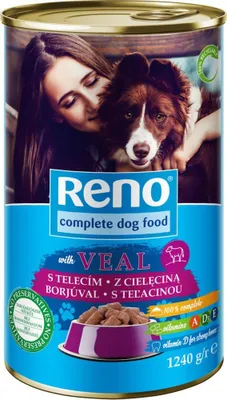 Obrázok produktu pre RENO konzerva pre psov kúsky teľacie 1240g, 14866