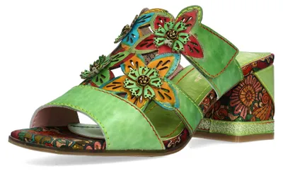 Produktbild von Laura Vita Damen Pantolette Karree Blockabsatz JACQUESO 09, Größe:37 EU, Farbe:Grün