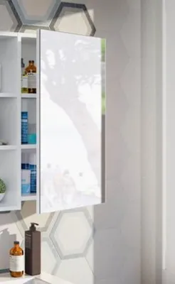 Produktbild von Badezimmerspiegelschrank >Bad-Spiegelschrank 40< in weiß glänzend