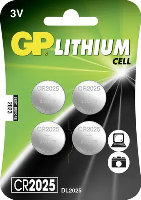 Produktbild von GP 0602025C4 Knopfzelle Lithium CR2025, 3V, 4er Blister