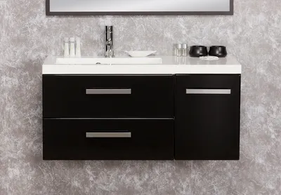 Produktbild von Quentis Badmöbelset Genua 90 cm, schwarz, Waschtischunterschrank montiert
