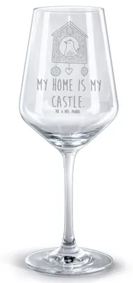 Produktbild von Mr. & Mrs. Panda Weinglas Vogel Haus - Transparent - Geschenk, Castle, Kelch, Zuhause, glas für rotwein, Lustige Sprüche, Vögel, graviertes, Rotweinglas mit Gravur