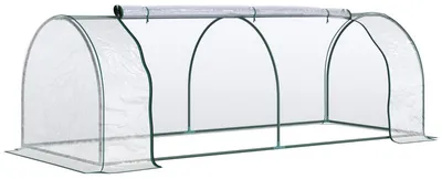 Obrázok produktu pre Fóliový skleník s rolovacími dverami | Farba: priehľadná fólia, tmavozelený rám | Rozmery: 100 x 250 x 80 cm